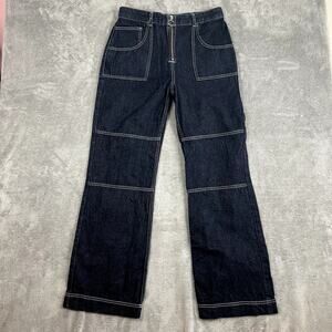 The Ragged Priest Jeans Womens 32 Baggy Wide Leg Contrast Stitching Carpenter